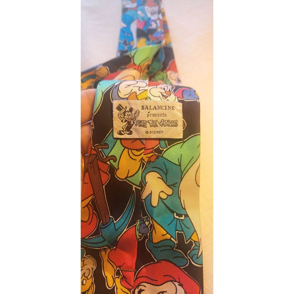 Vintage Disney Snow White Seven Dwarfs Silk Tie Balancine Novelty Necktie 90s Ma - Picture 3 of 4